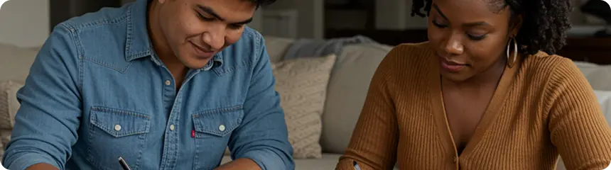 Two people filing for divorce online