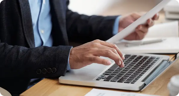 Person preparing legal documents online