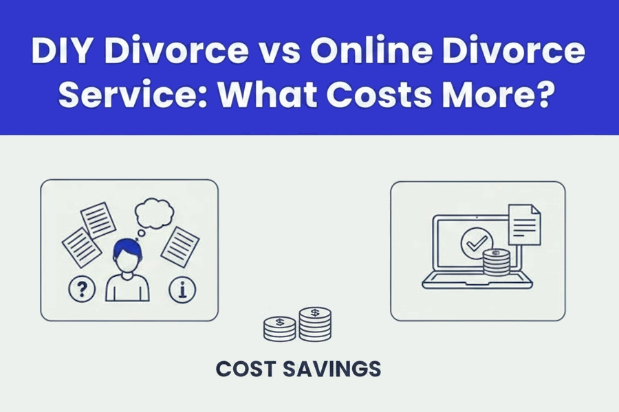 divorce-cost-comparison.png Cost comparison between DIY divorce and online divorce service showing savings potential